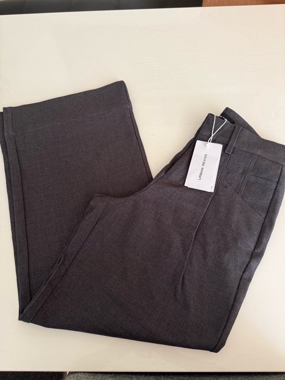 Urban Revivo Wide Leg Pants in Dark Charcoal
